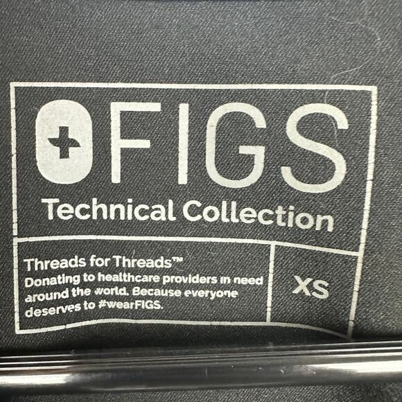 Figs Womens Technical Collection Short Sleeve Pullover V-Neck Black Scrub Top XS - Picture 8 of 10